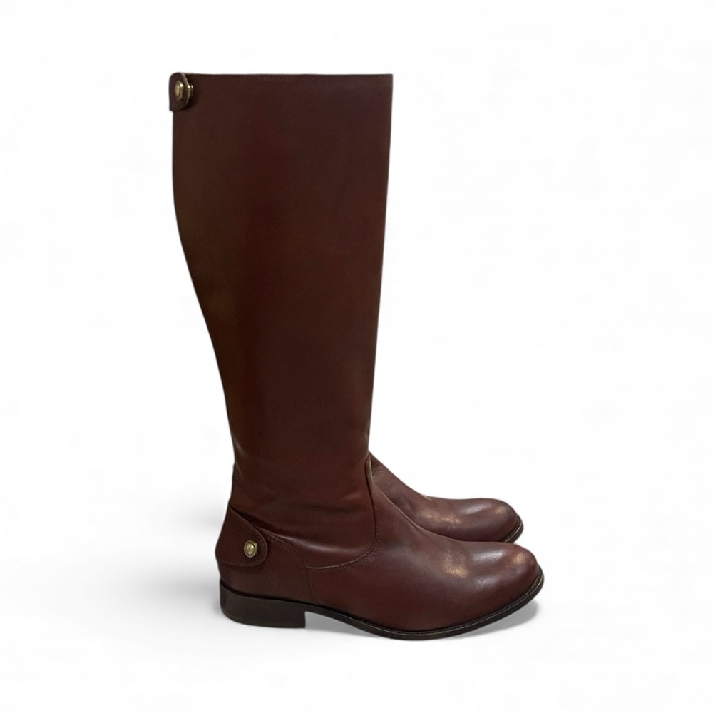 Frye Melissa Button Back Zip Brown Leather Boots